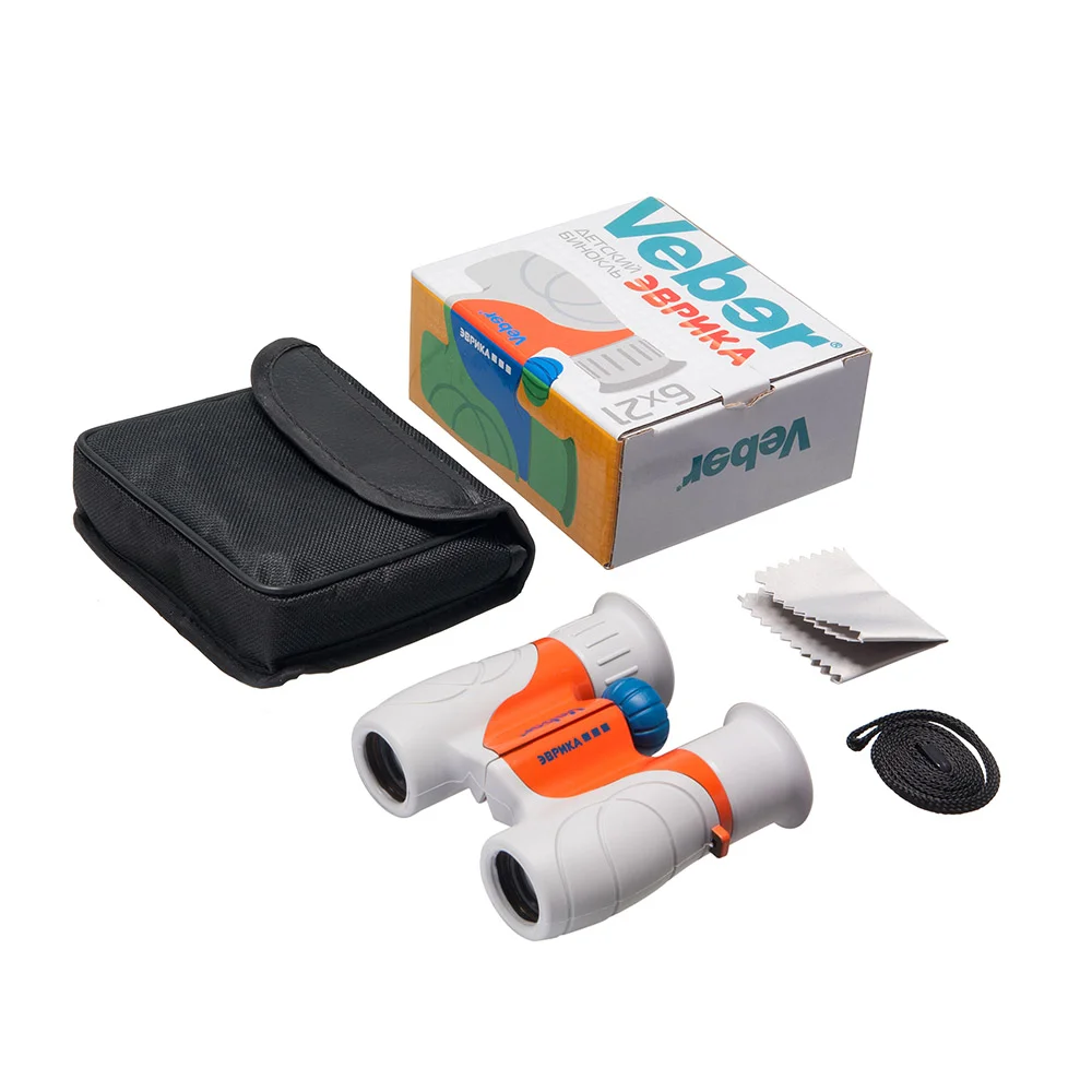Бинокль детский Veber Эврика 6x21 серый/оранжевый