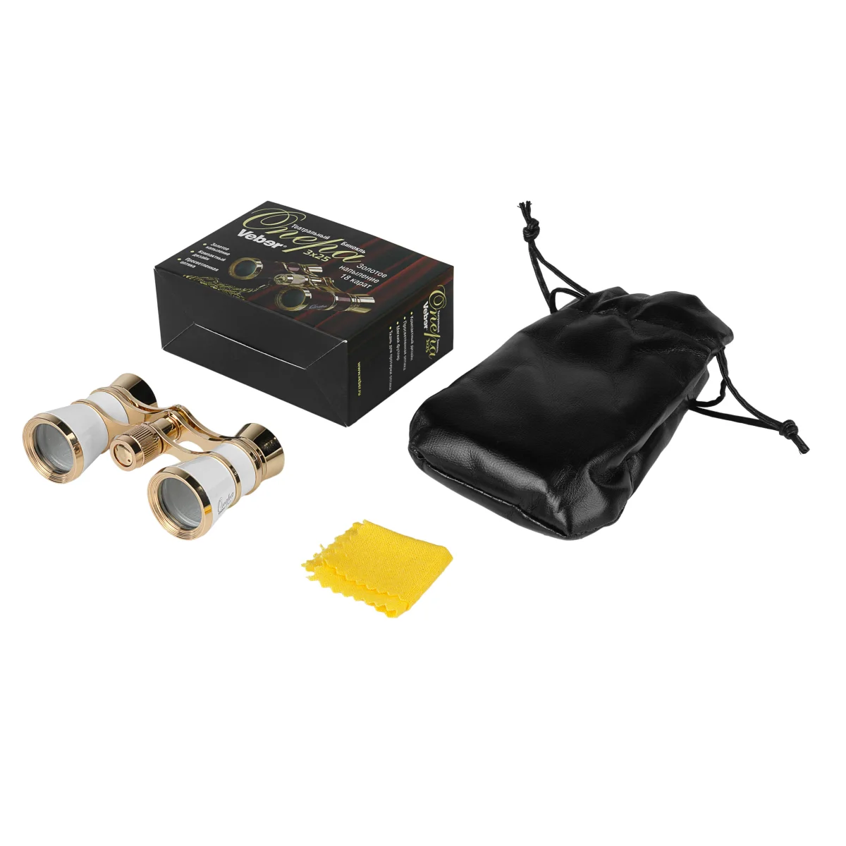 Бинокль театральный Veber Opera БГЦ 3x25 белый/золотой