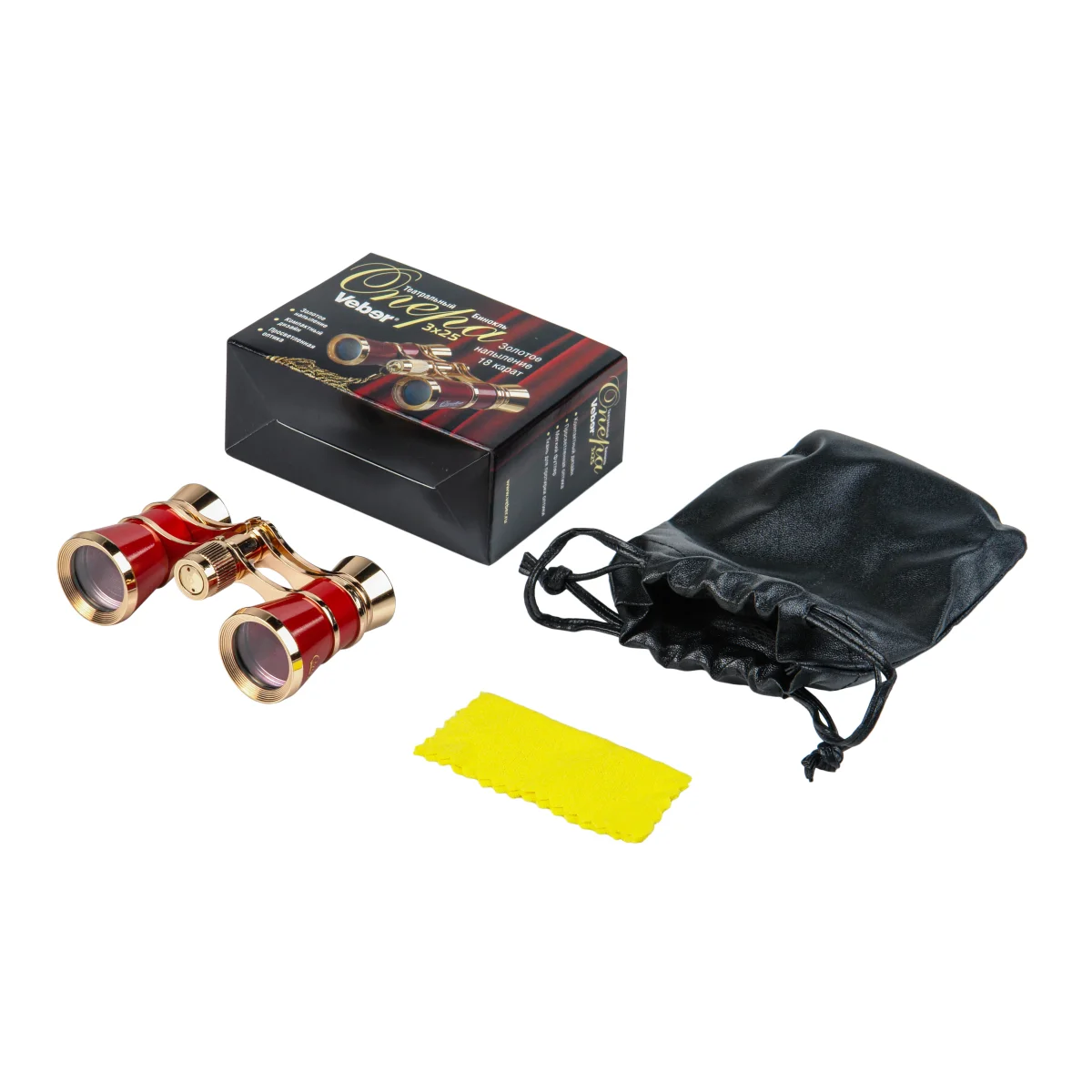 Бинокль театральный Veber Opera БГЦ 3x25 красный/золотой