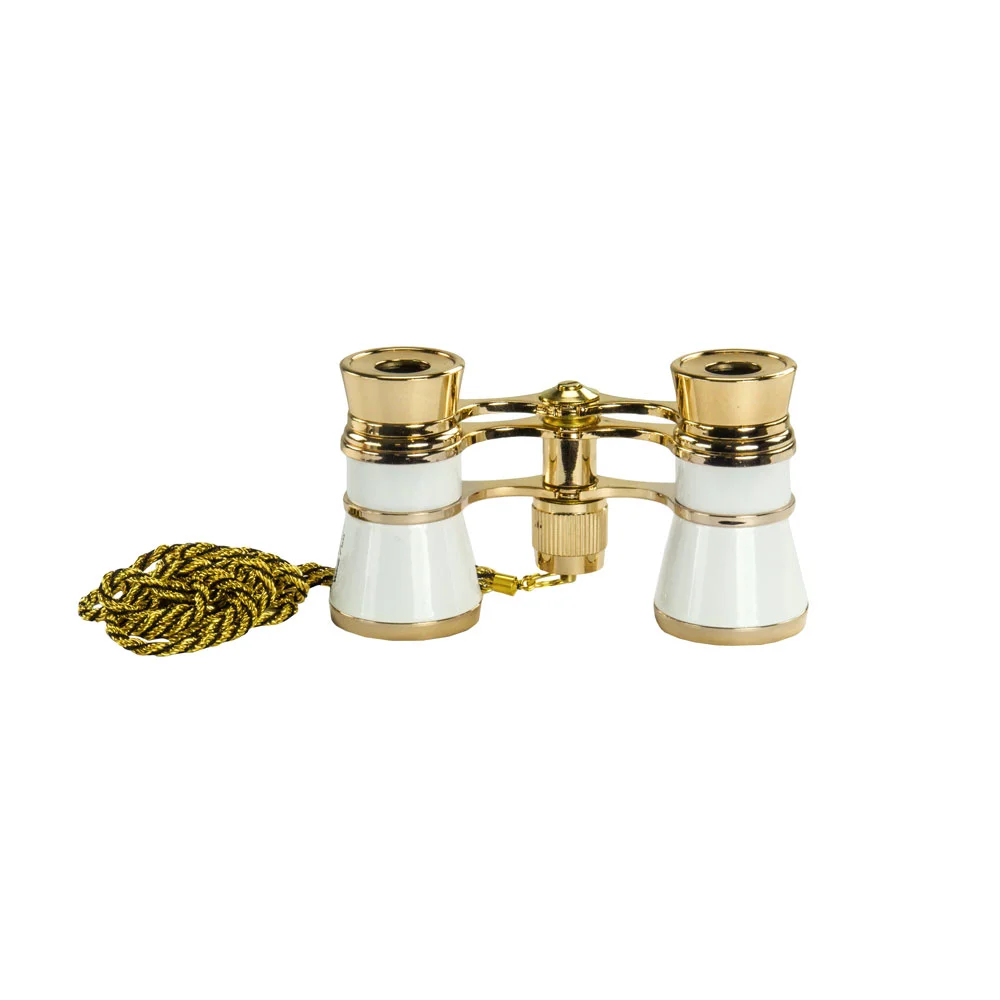 Бинокль театральный Veber Opera БГЦ 3x25 с цепочкой, белый/золотой