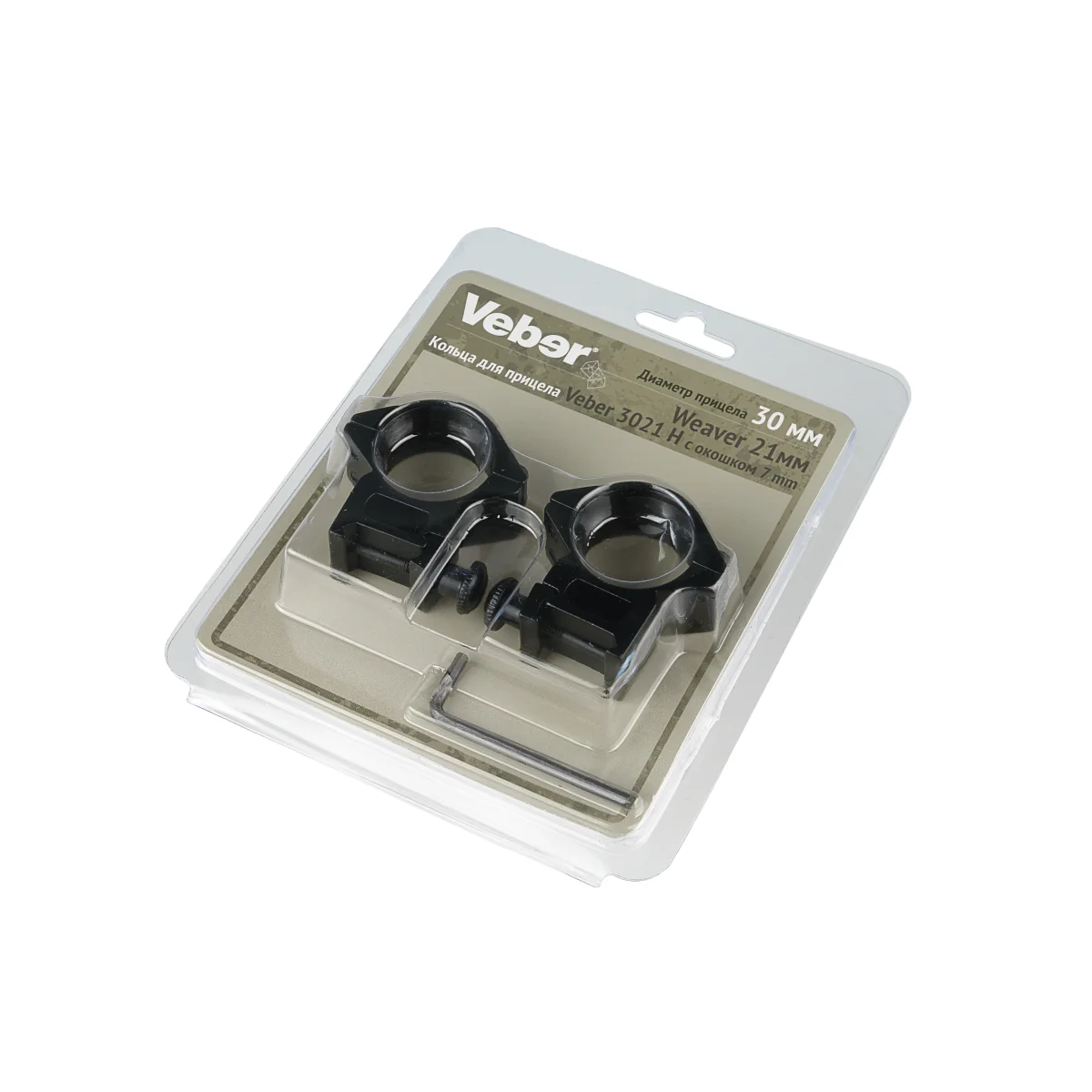 Кольца для прицела Veber 3021 H с окошком 7 мм