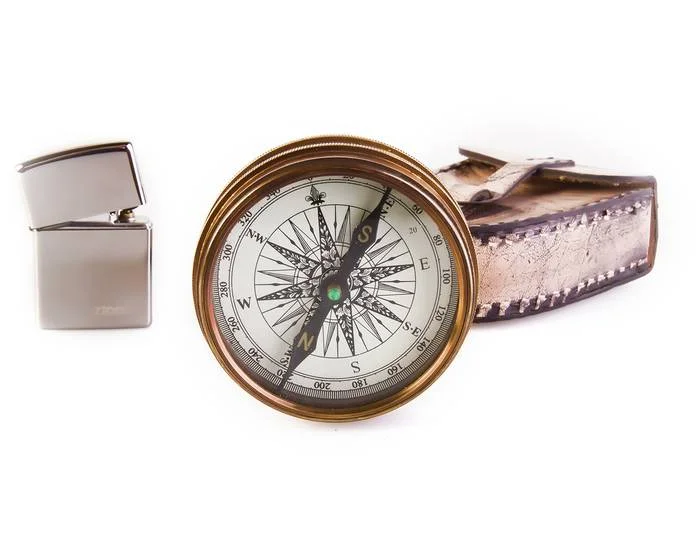 Компас латунный со стихами на крышке, большой