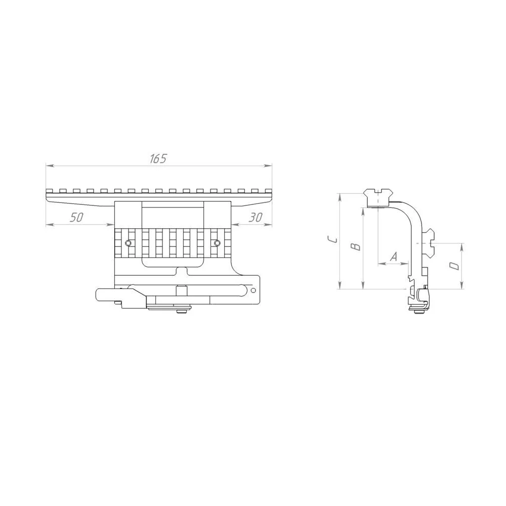Кронштейн 076 высокий на Тигр (с планкой пикатинни)