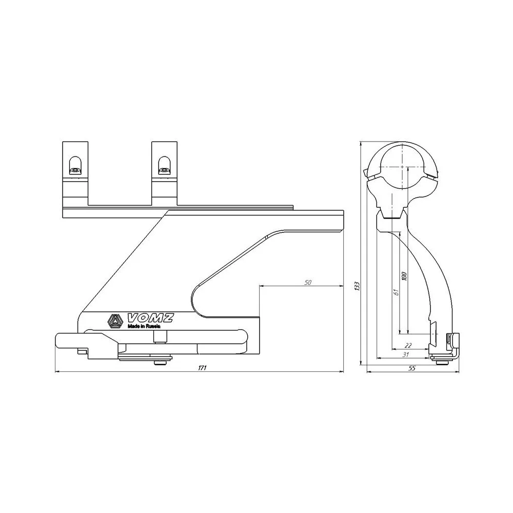 Кронштейн боковой -043 D-25,4 мм