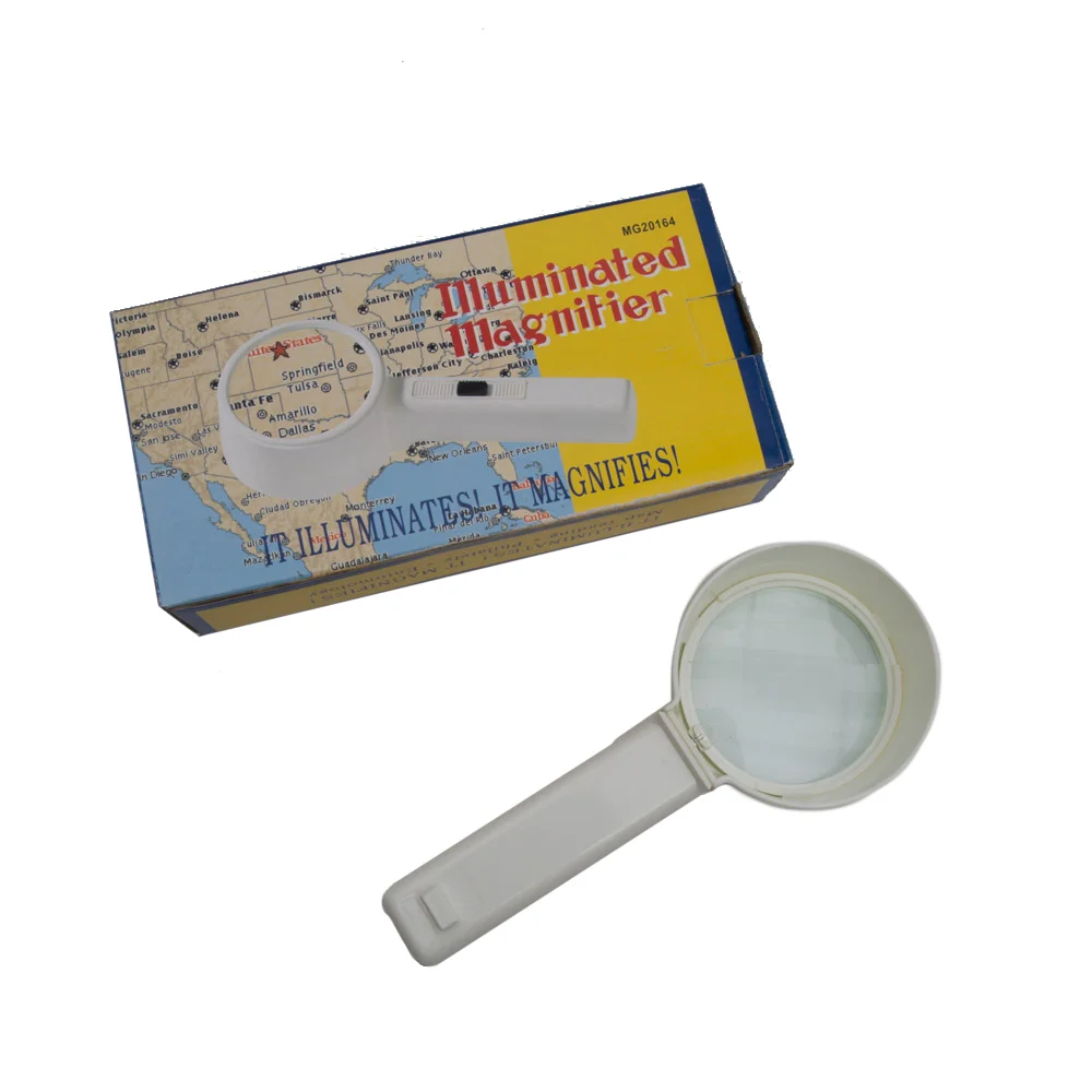 Лупа 8078-1 (3*90) с подсв. (уценка01)