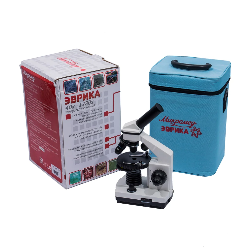 Микроскоп школьный Эврика 40х-1280х в текстильном кейсе (уценка01)