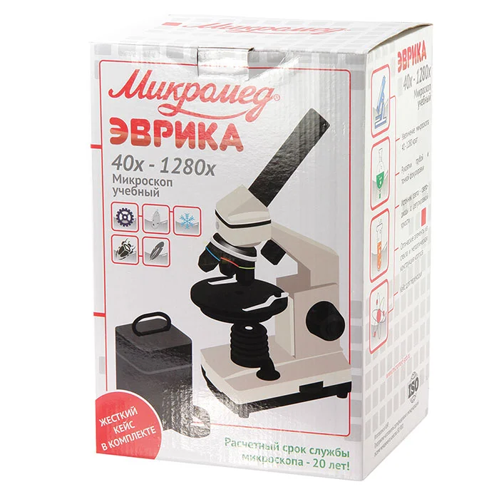Микроскоп школьный Микромед Эврика 40х-1280х в кейсе