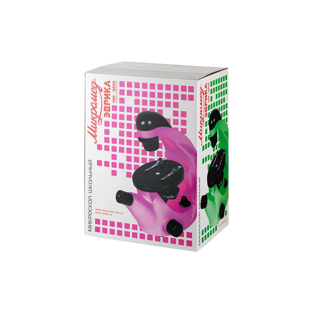 Микроскоп школьный Микромед Эврика 40х-320х инвертированный (аметист)