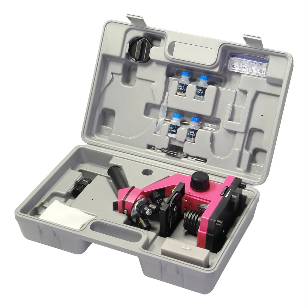 Микроскоп школьный Микромед Эврика 40х-400х в кейсе (фуксия)