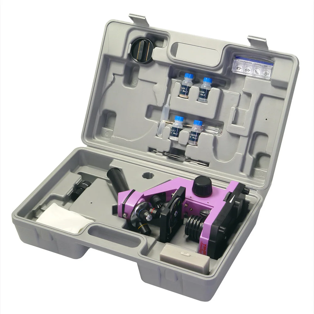 Микроскоп школьный Микромед Эврика 40х-400х в кейсе (аметист)