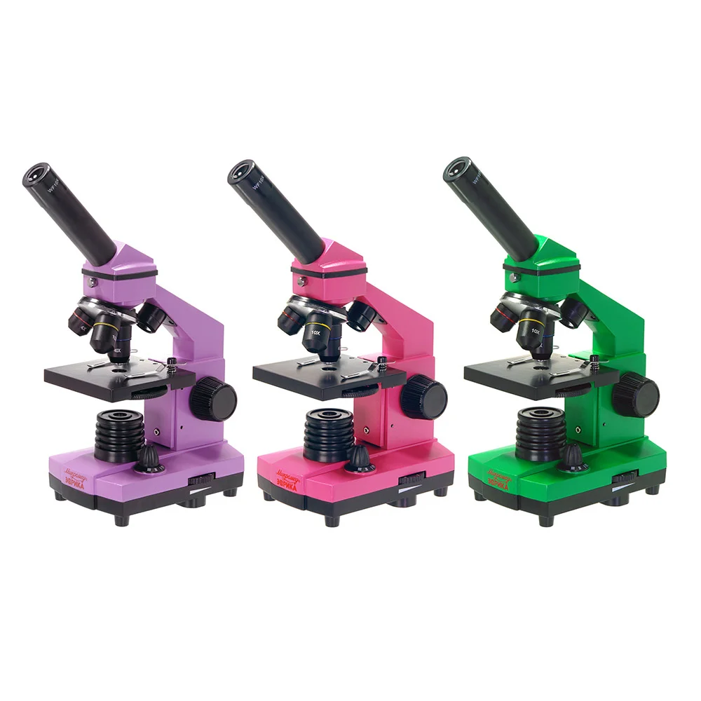 Микроскоп школьный Микромед Эврика 40х-400х в кейсе (фуксия)