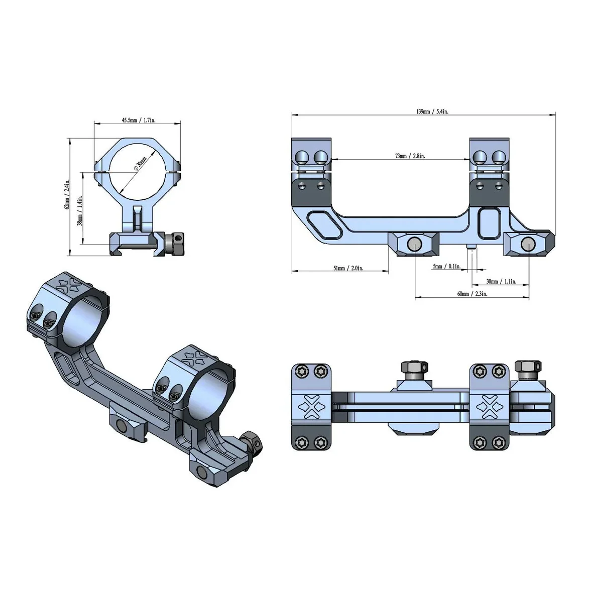 Моноблок для прицела Veber BR3021 HE03